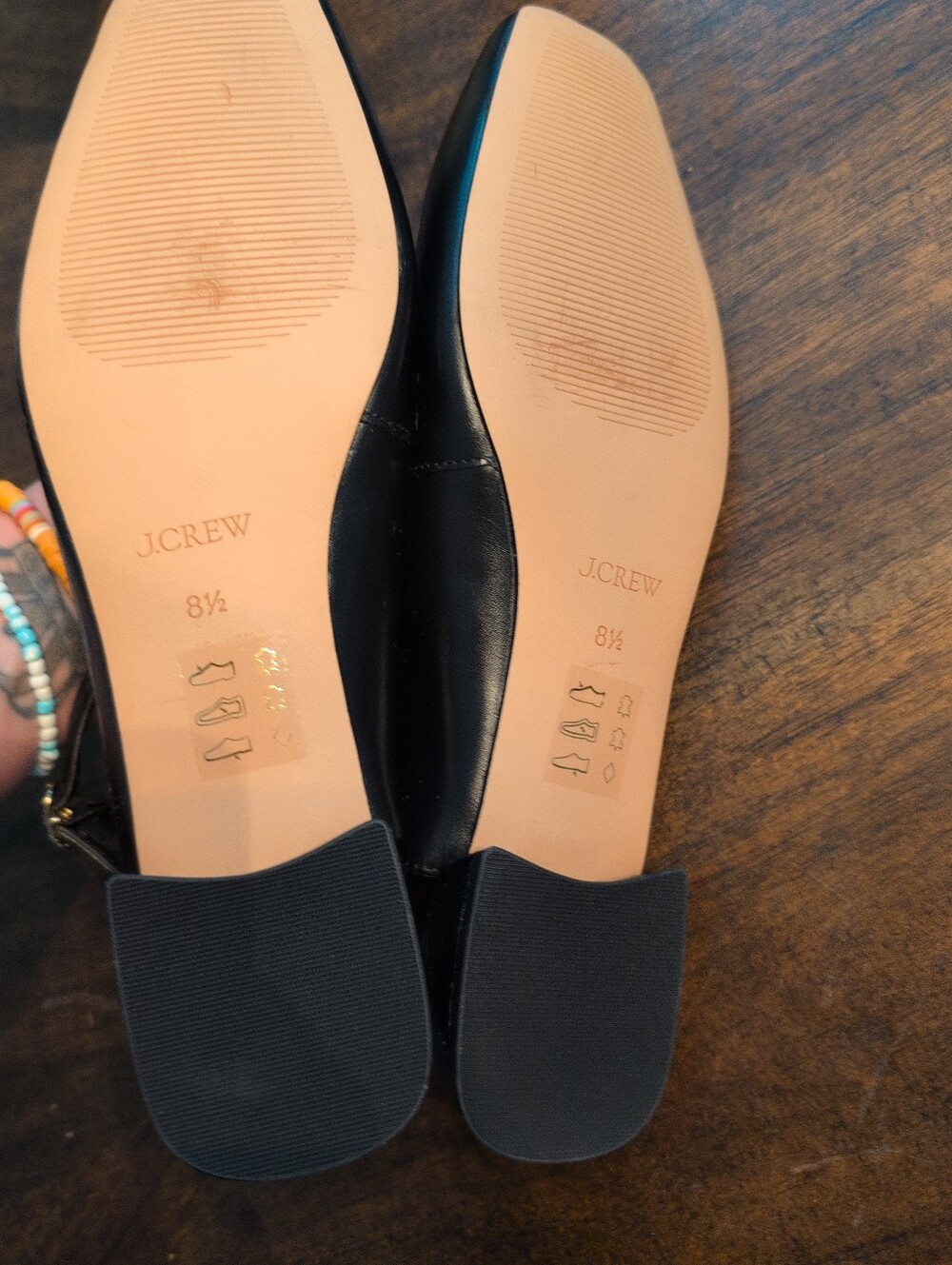 J.Crew Black Leather Ankle Strap Ballet Flats Women's Size 8.5 Square Toe Shoes - Picture 7 of 7